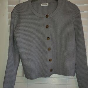 Gray Button-Up Women's Cardigan